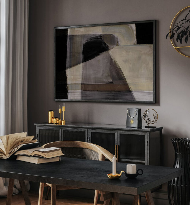 Sophisticated living space featuring MOODS, ABSTRACT PAINTINGS by Dan Hobday, blending elegance and modern design.