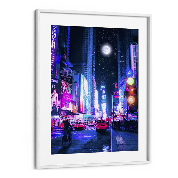 Explore the dreamlike charm of MOON CITY, SURREAL ART PRINTS by Ritvik Takkar, framed for your collection.