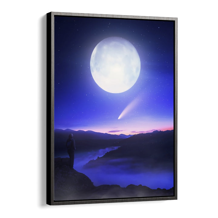Stunning "Moon Date" surreal art prints by Ritvik Takkar, showcasing a dreamy night sky and moonlit landscape.