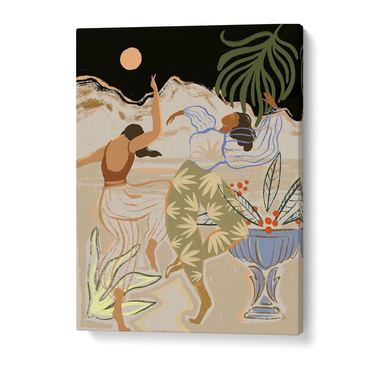 Arty Guava's MOON LIGHT DANCE, PORTRAITS captures vibrant figures dancing under a serene moonlit sky.