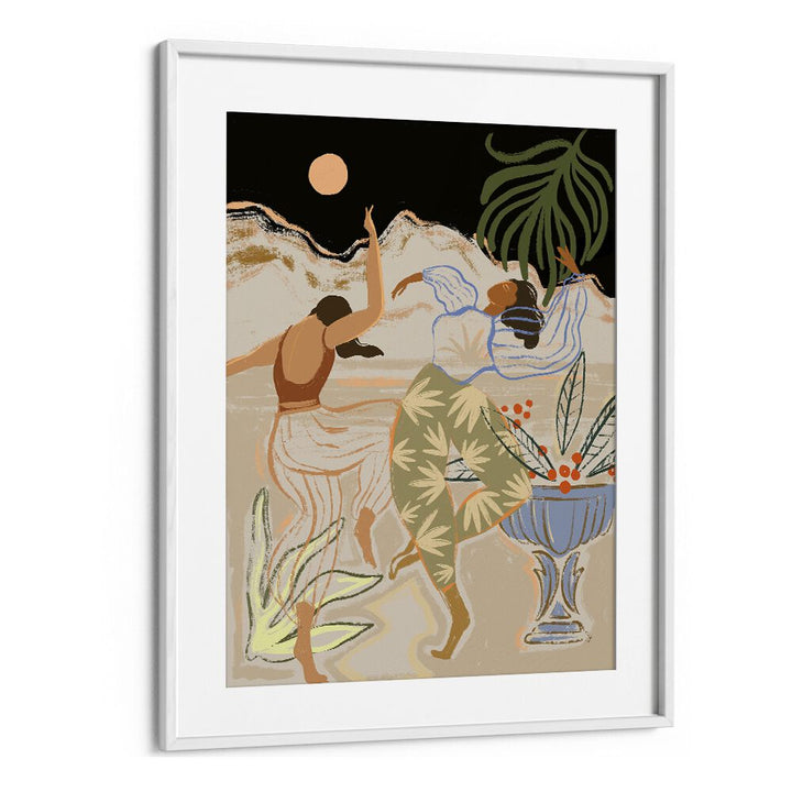 Elegant wall art print titled MOON LIGHT DANCE, PORTRAITS by Arty Guava, showcasing a vibrant dance scene under the moon.