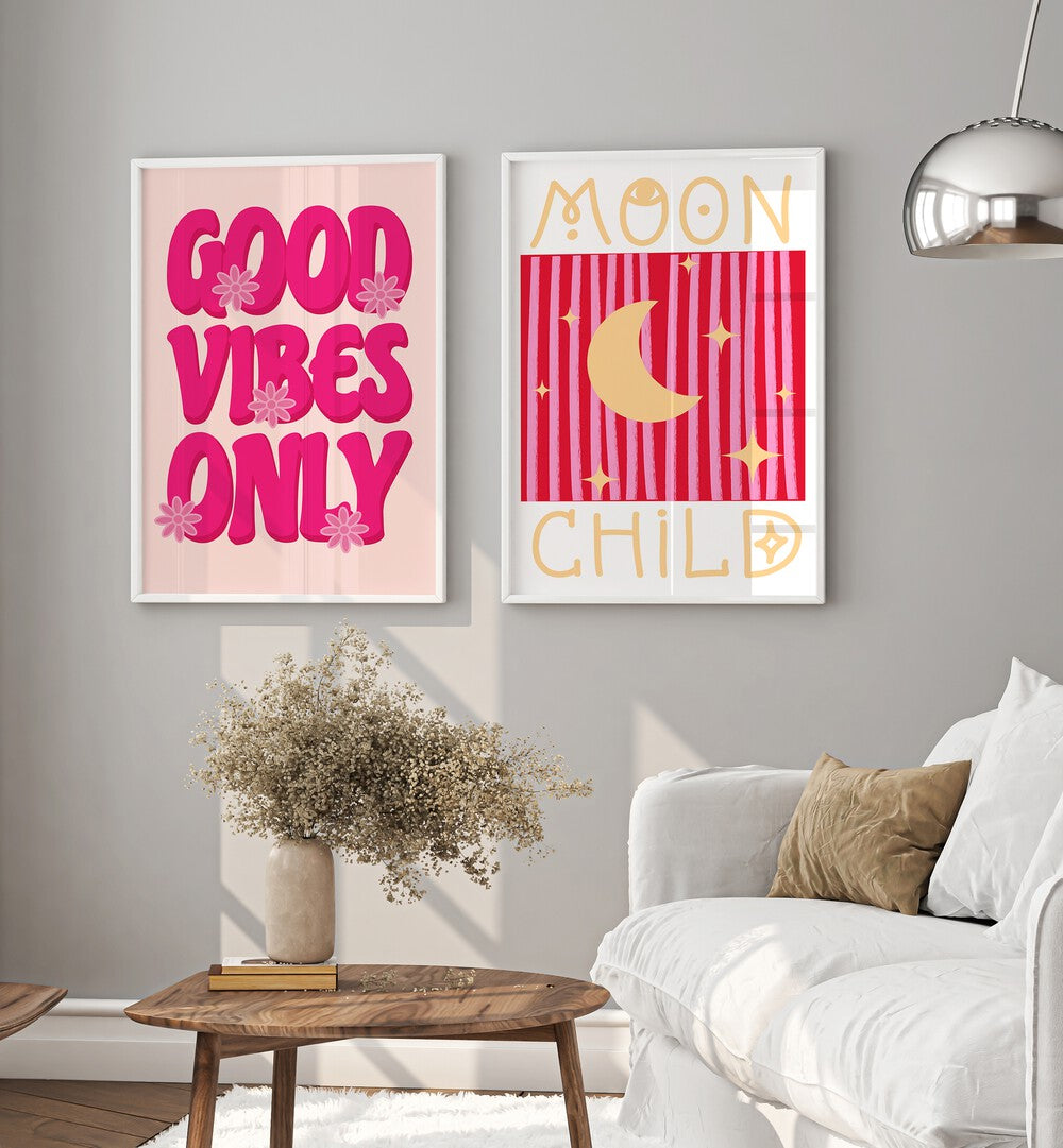 Stylish MOON CHILD GALLERY WALL featuring moon-themed prints, perfect for inspiring creativity in your home decor.