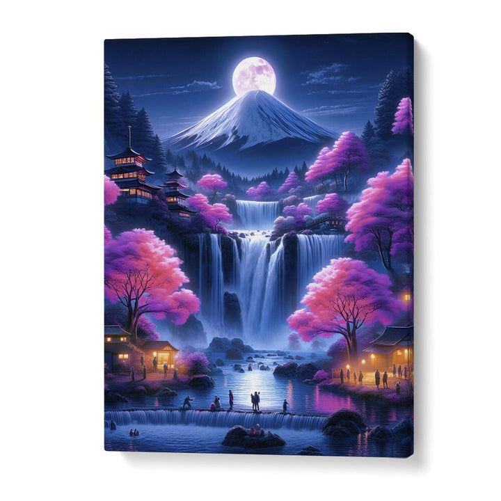 Enchanting scene from MOONSHINE VILLAGE, SURREAL ART PRINTS by Ritvik Takkar, blending nature and fantasy beautifully.