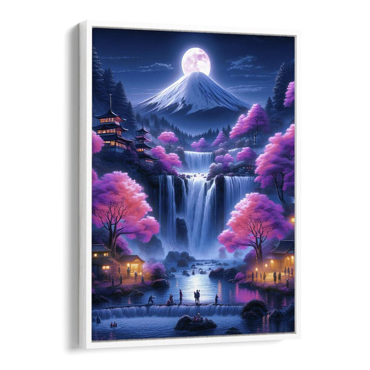 Explore "Moonshine Village, Surreal Art Prints" by Ritvik Takkar, a captivating surreal masterpiece on canvas.