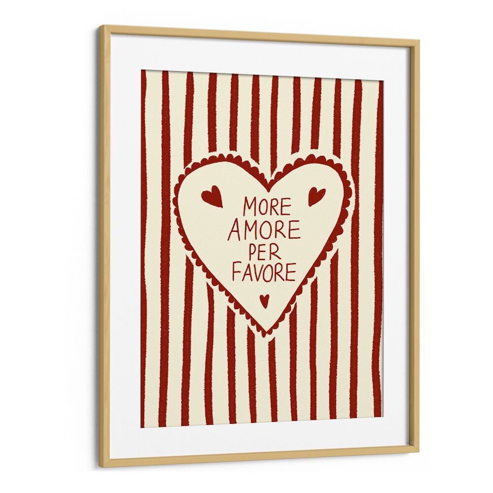 Charming MORE AMORE, KITCHEN ART PRINTS by Studio Dolci in oak frame, perfect for enhancing your culinary space.