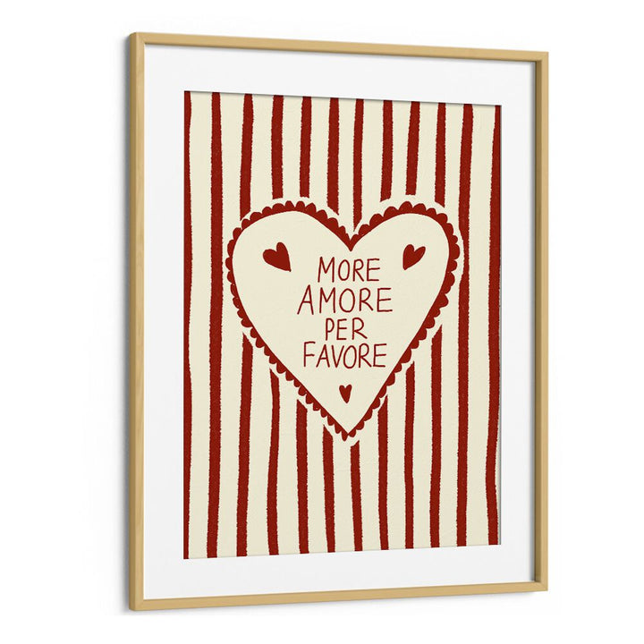 Charming MORE AMORE, KITCHEN ART PRINTS by Studio Dolci in oak frame, perfect for enhancing your culinary space.