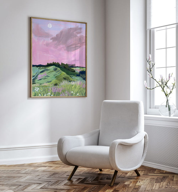 Serene "Morning Calm" landscape painting by Sarah Gesek, perfect for tranquil home decor. MORNING CALM, LANDSCAPE PAINTINGS.