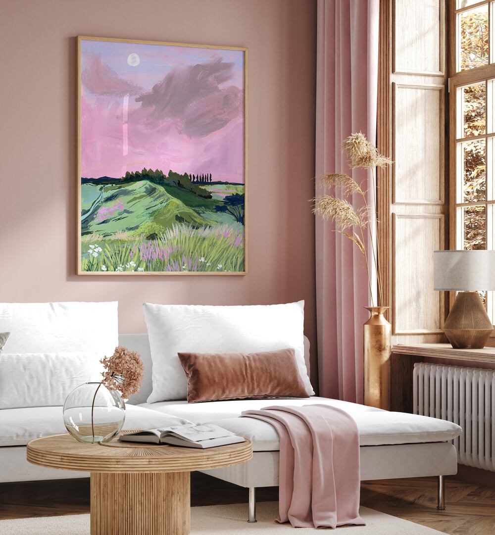 “MORNING CALM, LANDSCAPE PAINTINGS” by Sarah Gesek adds tranquility and vibrancy to your home decor.