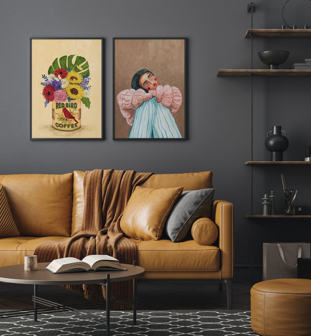 Elevate your decor with the MUTED DRAMA SET, SET OF 2 PAINTINGS, featuring elegant abstract designs in soft tones.