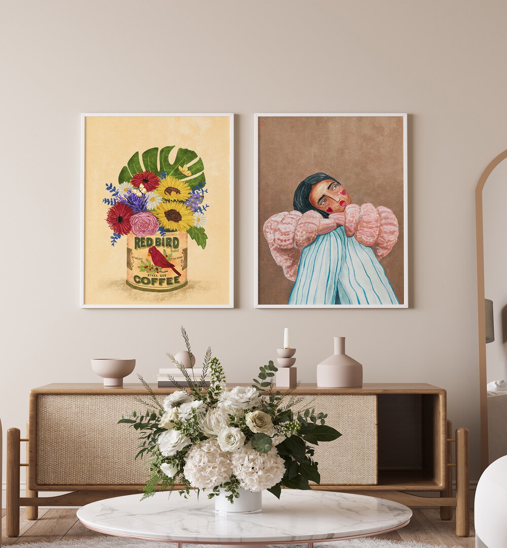 Elevate your decor with the MUTED DRAMA SET, SET OF 2 PAINTINGS featuring elegant abstract designs and soft tones.