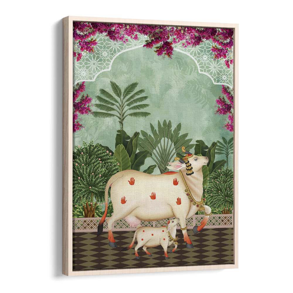 Nandini's Embrace captures the bond in COW MOTHER AND CALF'S AFFECTION I, INDIAN ART PAINTINGS. Perfect for any decor.
