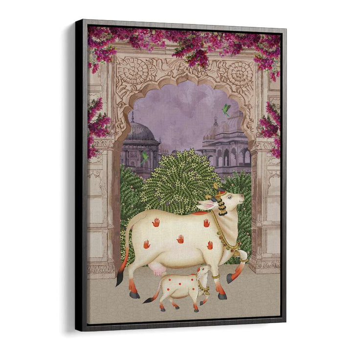 "Nandini's Embrace showcases COW MOTHER AND CALF'S AFFECTION II, INDIAN ART PAINTINGS, capturing their deep bond."