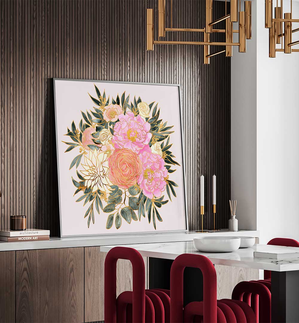 NANETTE FLORAL BOUQUET IN PASTELS , FLORAL FLOWER PAINTINGS