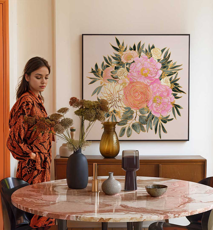 NANETTE FLORAL BOUQUET IN PASTELS , FLORAL FLOWER PAINTINGS