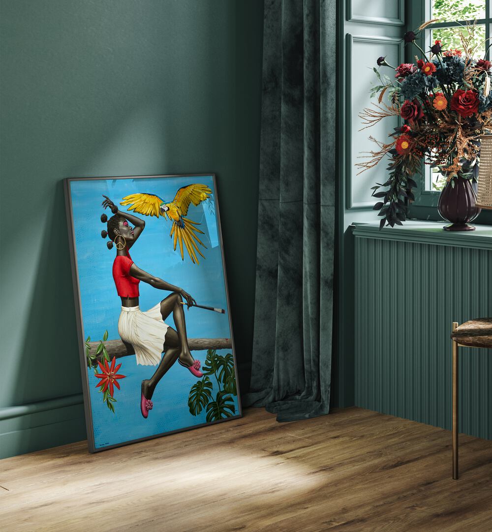 Vibrant NATURAL MYSTIC, AFRICAN ART PAINTINGS showcasing an African lady, enhancing any space with cultural allure.