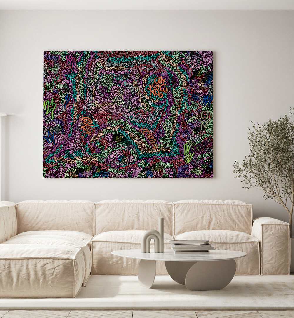 Vibrant NEON NUMBERS, DOODLE ART PAINTINGS brighten modern spaces with colorful designs, perfect for home or office decor.