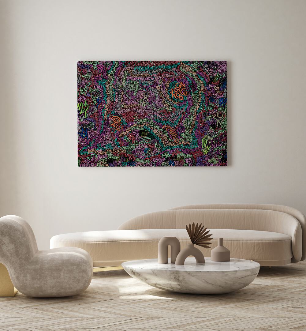 Bright and colorful NEON NUMBERS, DOODLE ART PAINTINGS, perfect for modern home decor and vibrant spaces.