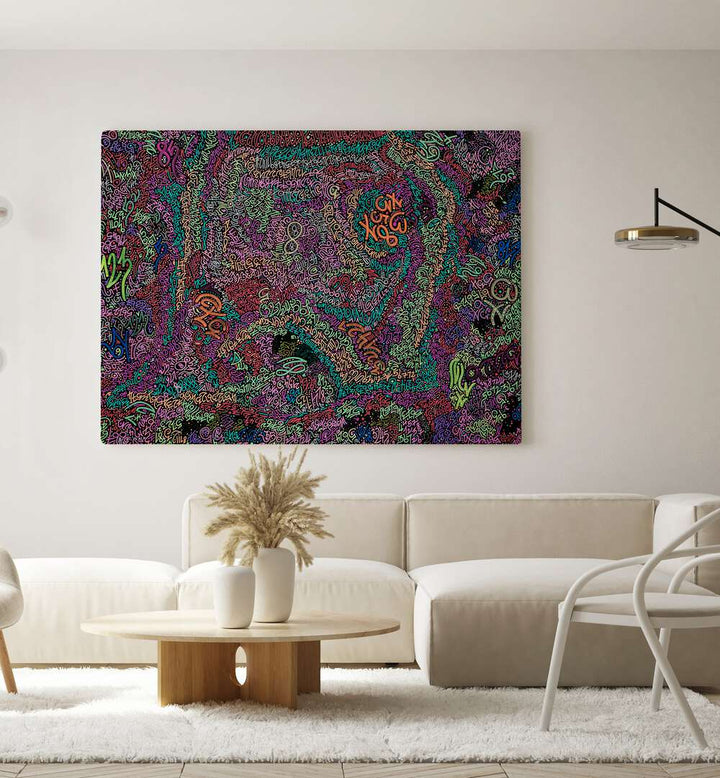 Vibrant NEON NUMBERS, DOODLE ART PAINTINGS enhance contemporary decor, adding colorful flair to any space.