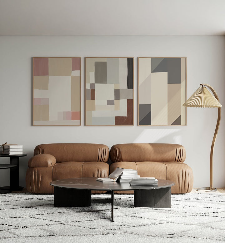Elevate your space with the NEUTRAL MINIMALISM ABSTRACT SET, SET OF 3 PAINTINGS, blending simplicity and sophistication.