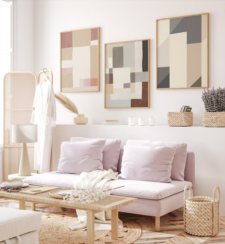 Transform your space with the NEUTRAL MINIMALISM ABSTRACT SET, SET OF 3 PAINTINGS, perfect for modern decor.