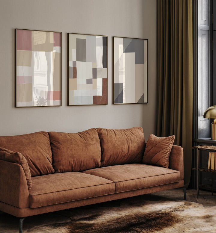 Transform your space with the NEUTRAL MINIMALISM ABSTRACT SET, SET OF 3 PAINTINGS, perfect for modern decor.