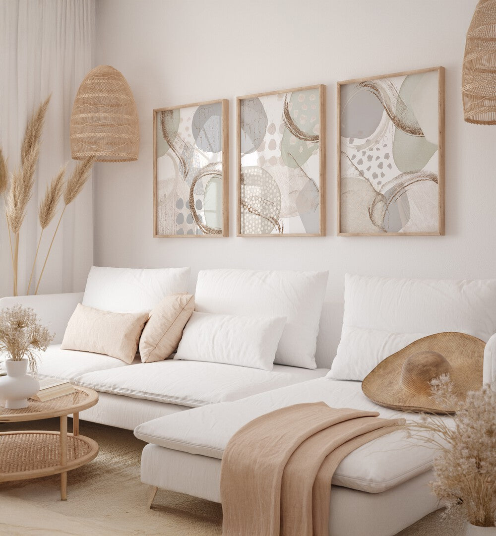 Elegant NEUTRAL SMOOTH SET, SET OF 3 PAINTINGS to enhance your living space with sophisticated decor.