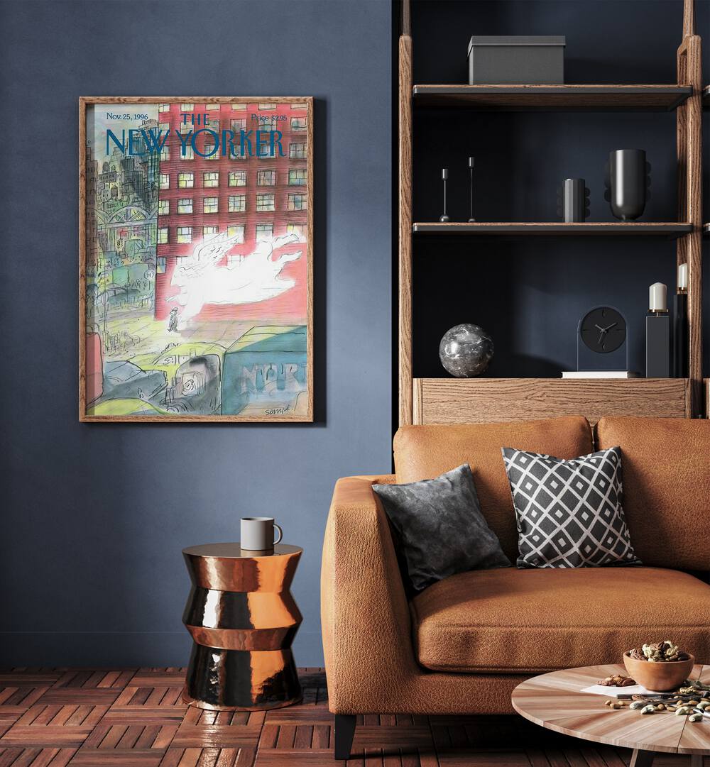 New Yorker Magazine Poster - 1996 Issue II Artwork Placed on a wall In A Living Room