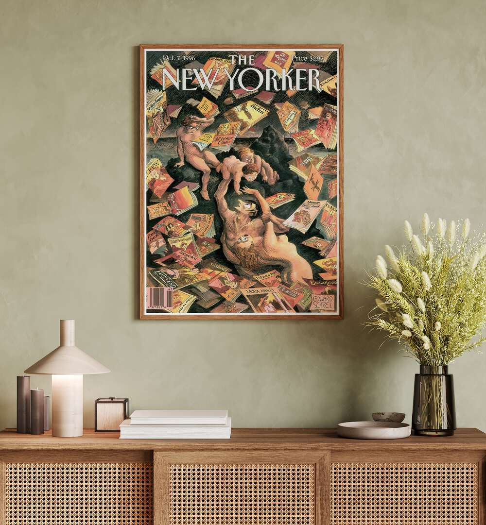 New Yorker Magazine Poster - 1996 Issue III Artwork Placed on a wall In A Living Room