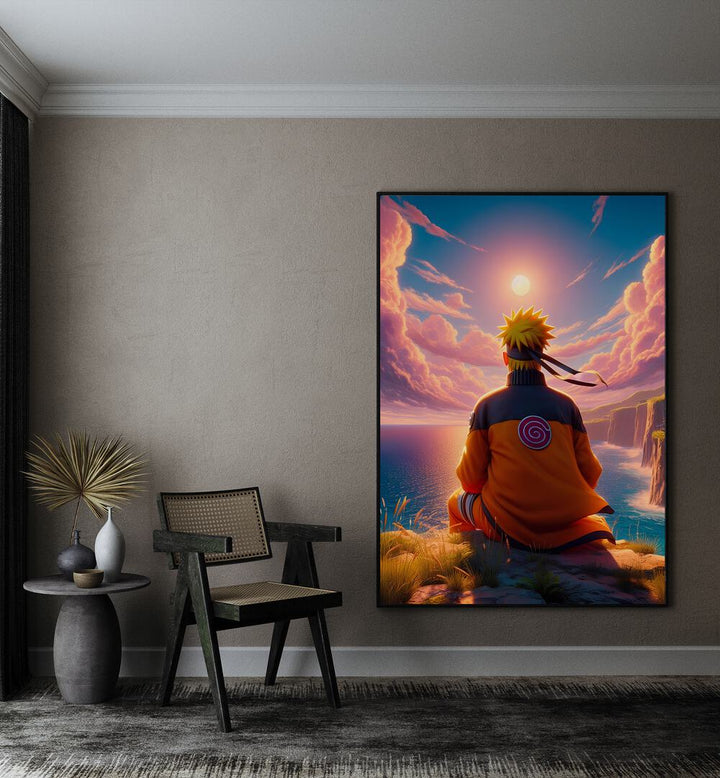 Experience the beauty of NARUTO BACK, SURREAL ART PRINTS by Ritvik Takkar, blending elegance and surrealism.