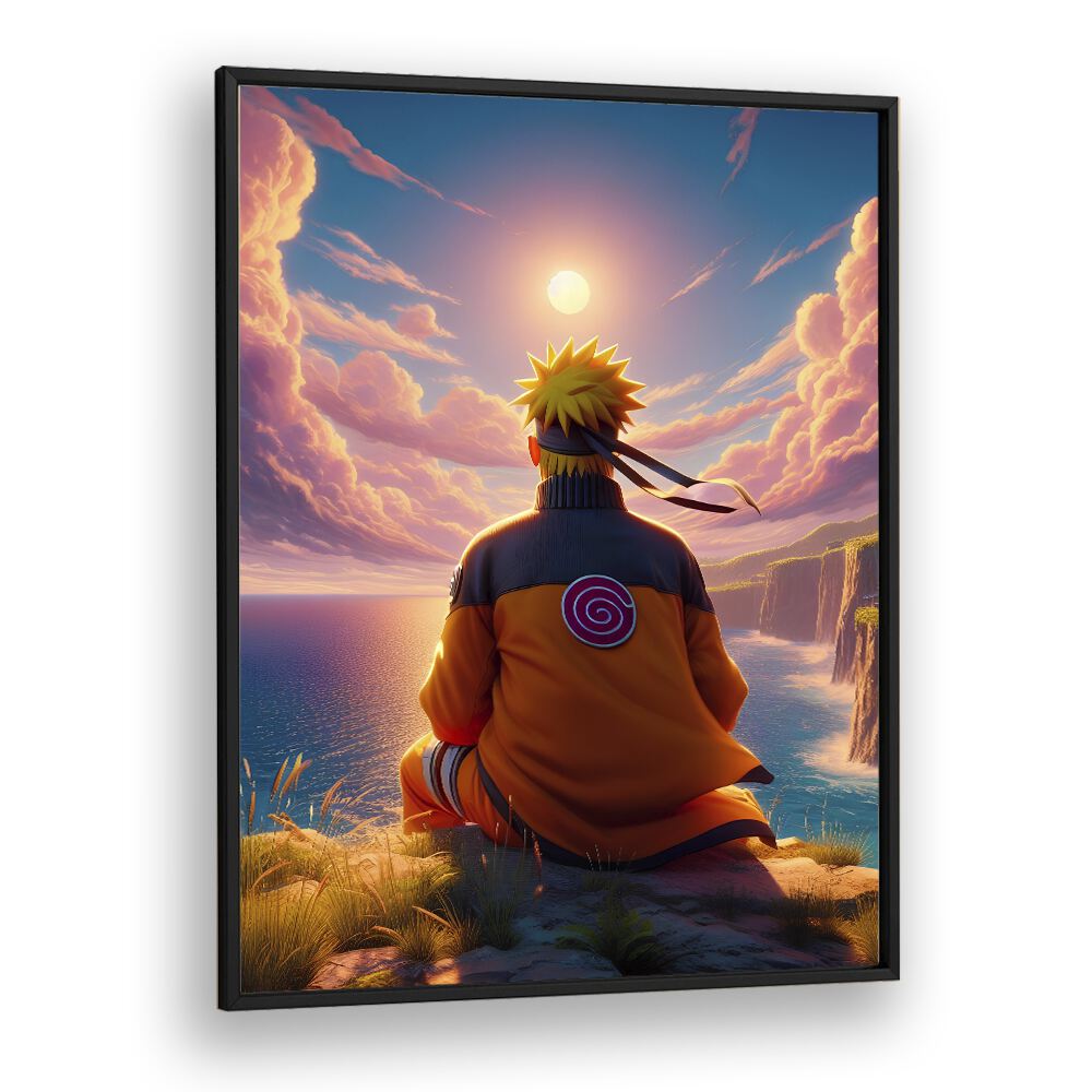 Vibrant NARUTO BACK, SURREAL ART PRINTS by Ritvik Takkar, showcasing a serene landscape and captivating sunset.
