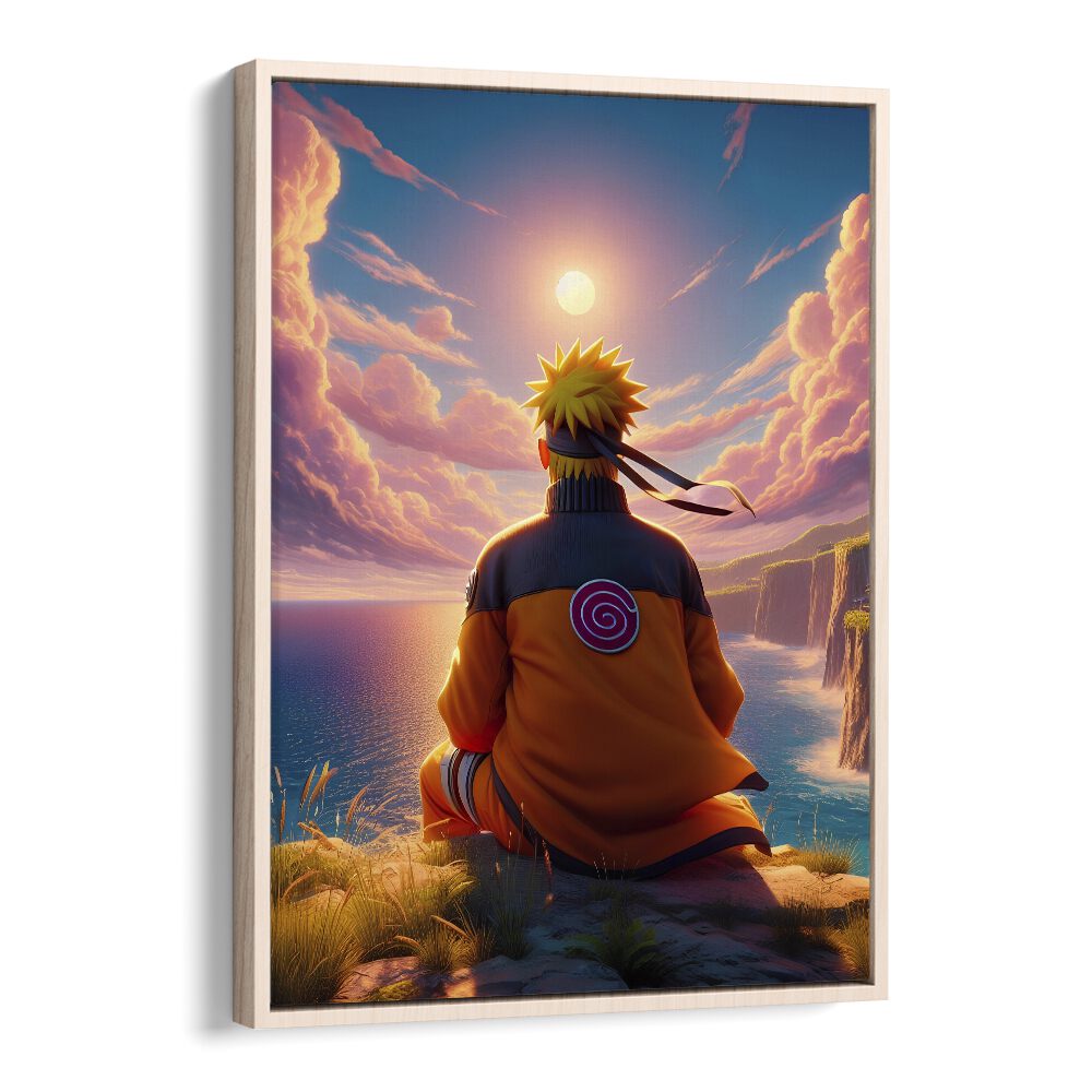 NARUTO BACK, SURREAL ART PRINTS by Ritvik Takkar captures a serene sunset view, perfect for modern art lovers.