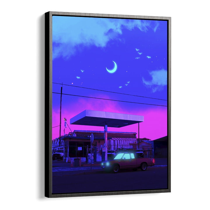 Transform your space with NEON NIGHT MOON, SURREAL ART PRINTS by Ritvik Takkar, blending surrealism and elegance.