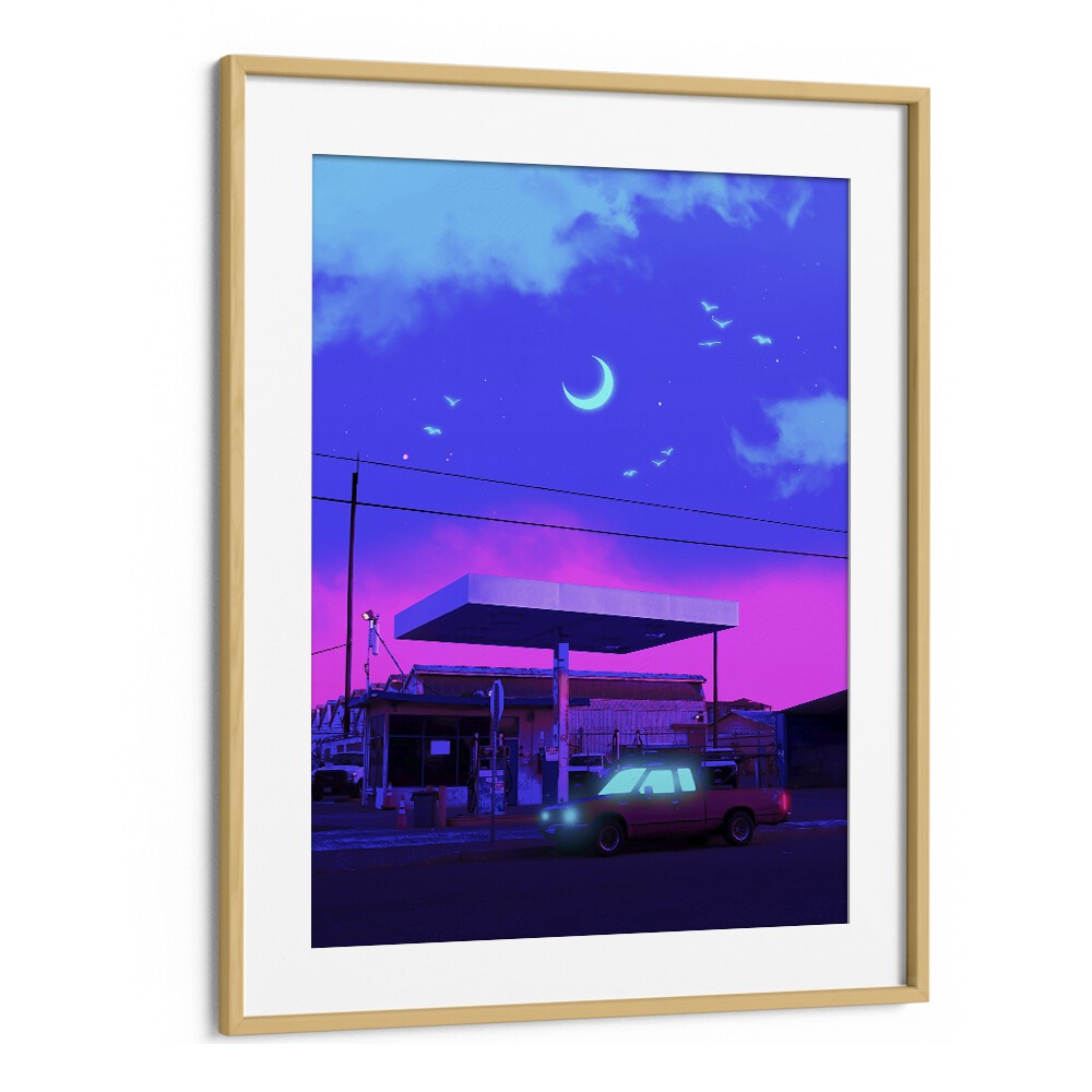 Transform your space with NEON NIGHT MOON, SURREAL ART PRINTS by Ritvik Takkar, blending surrealism and elegance.