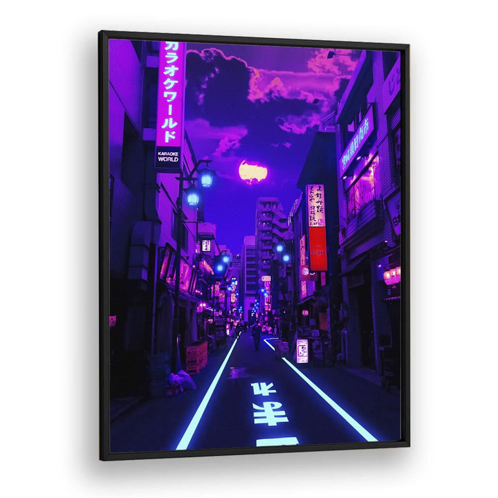 Vibrant NEON PLANET, SURREAL ART PRINTS by Ritvik Takkar, capturing a mesmerizing urban landscape in vivid colors.