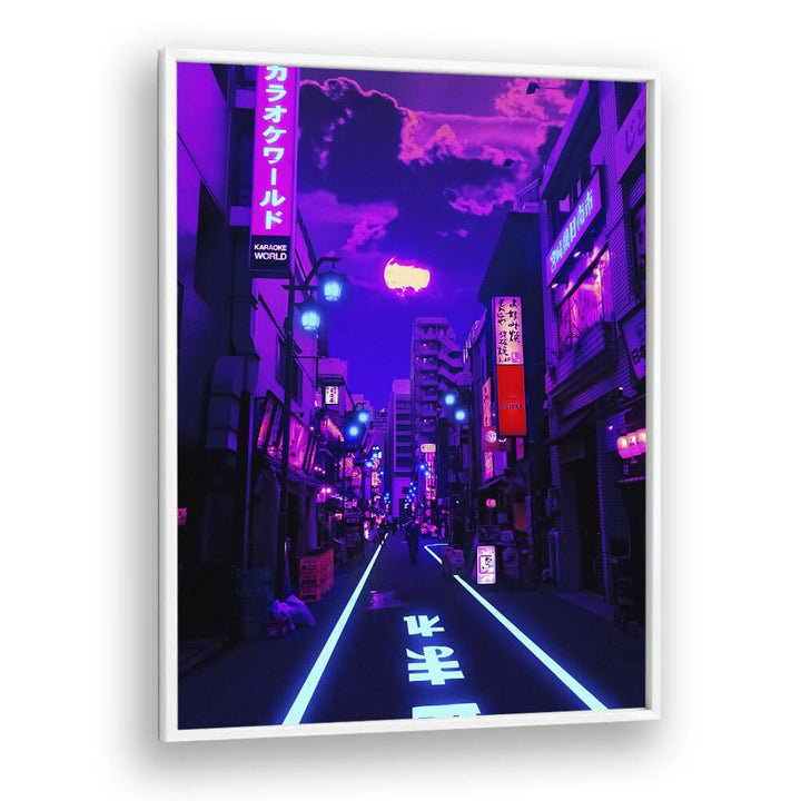 Vibrant streets come alive in "NEON PLANET, SURREAL ART PRINTS" by Ritvik Takkar, perfect for your collection.