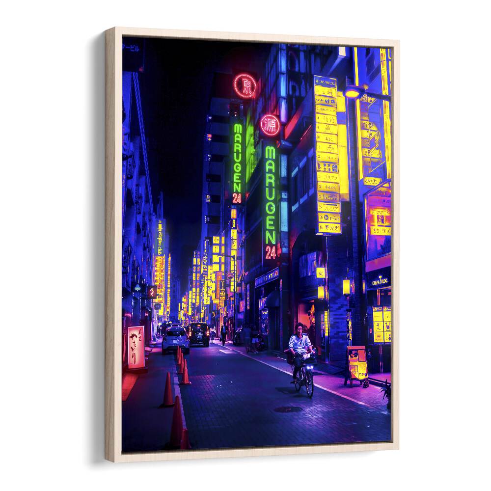 Vibrant NEON STREET, SURREAL ART PRINTS by Ritvik Takkar, showcasing a neon-lit urban scene in stunning detail.