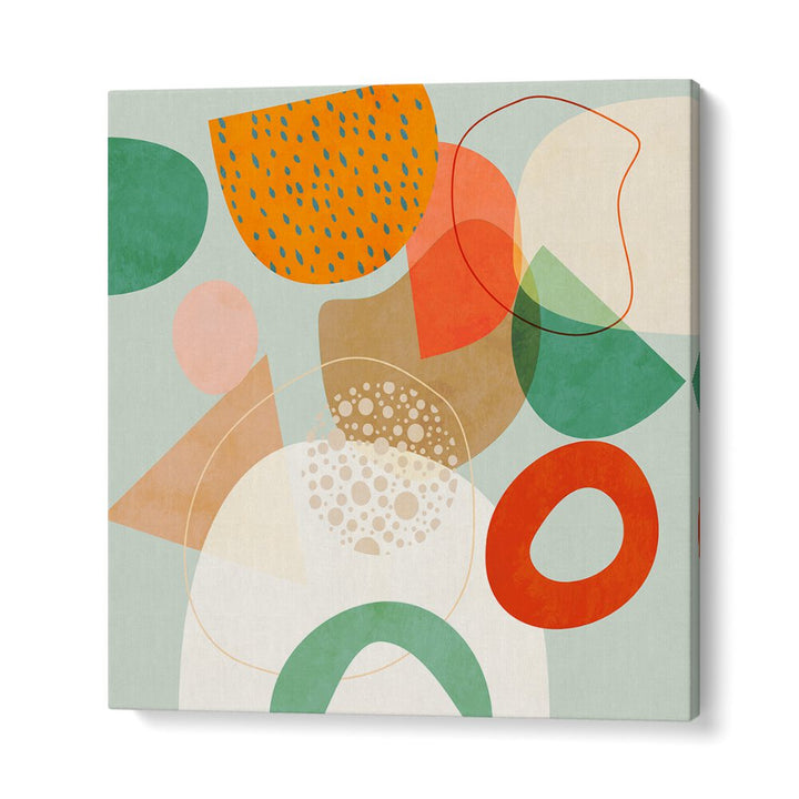 Colorful shapes and textures in NEW SHAPES PLAY IV, ABSTRACT PAINTINGS by Ana Rut Bre, perfect for vibrant decor.