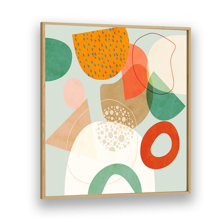 Stunning NEW SHAPES PLAY IV, ABSTRACT PAINTINGS by Ana Rut Bre, framed in oak, perfect for modern decor.