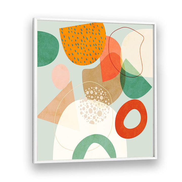 Enhance your decor with NEW SHAPES PLAY IV, ABSTRACT PAINTINGS by Ana Rut Bre, featuring vibrant geometric forms.