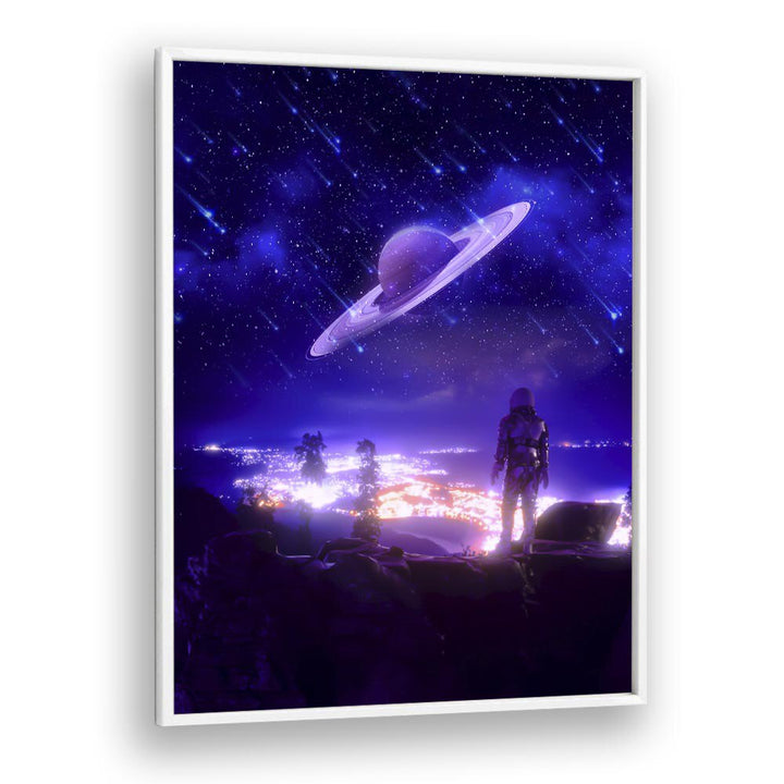 Explore the cosmos with NEW TERRITORY, SURREAL ART PRINTS by Ritvik Takkar, showcasing a dreamlike celestial scene.