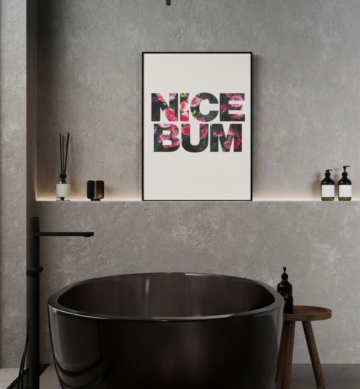 Bold “NICE BUM, QUOTES” poster by Sarah Manovski adds playful charm to any space, perfect for a fun decor touch.