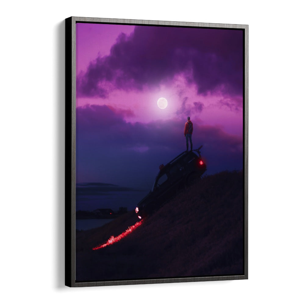 Surreal art print "NIGHTCALL" by Ritvik Takkar, featuring a dramatic landscape and a mysterious figure.