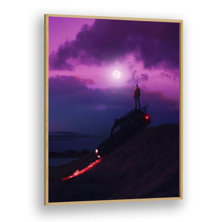 Surreal landscape featuring "NIGHTCALL, SURREAL ART PRINTS" by Ritvik Takkar, showcasing vibrant colors and a dreamlike scene.