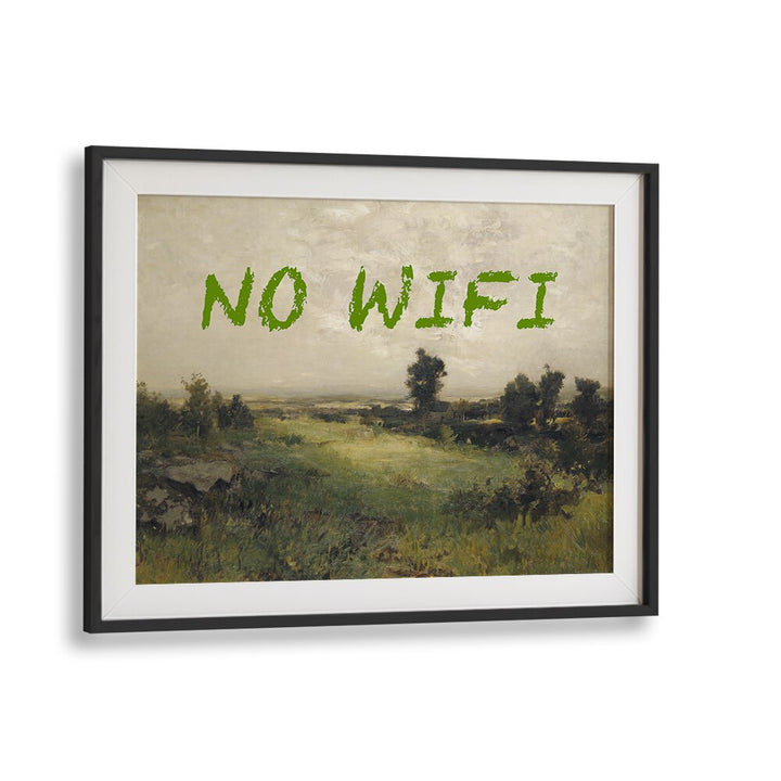 NO WIFI I, ALTERED ART PRINTS showcase modern artistry in a sleek black frame, enhancing your decor with creativity.
