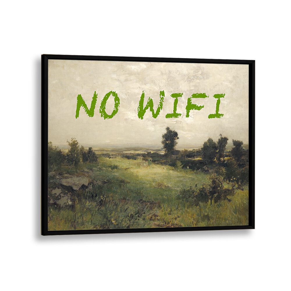 NO WIFI I, ALTERED ART PRINTS by The Art Concept features modern artistry in a sleek black frame for stylish decor.
