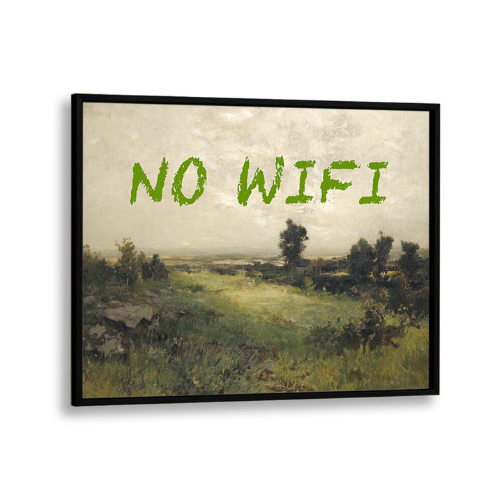 NO WIFI I, ALTERED ART PRINTS by The Art Concept features modern artistry in a sleek black frame for stylish decor.