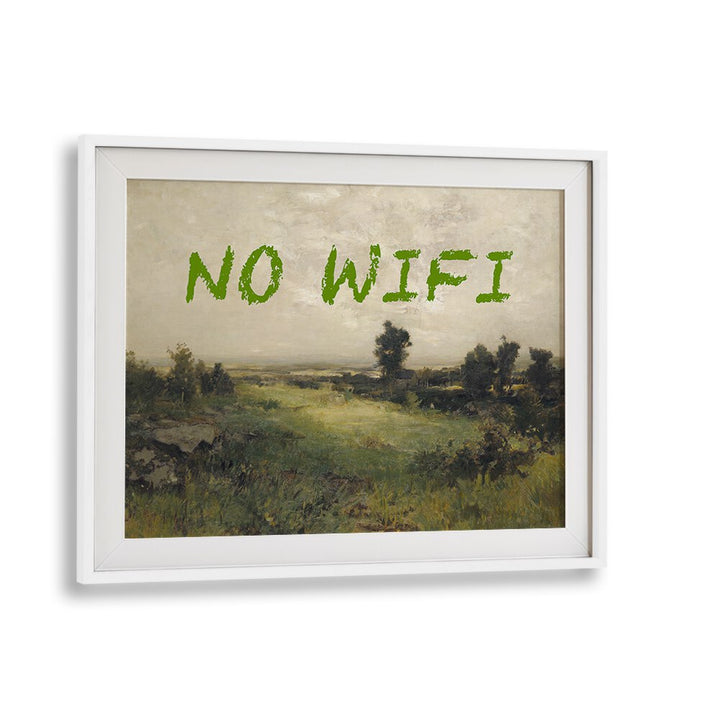 NO WIFI I, ALTERED ART PRINTS in a white frame, blending modern artistry with classic landscape decor.
