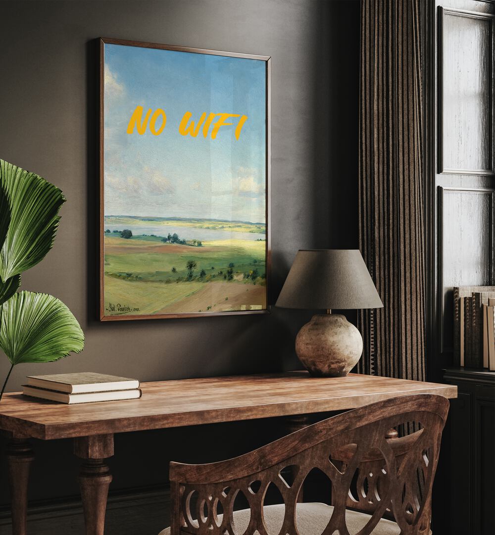 NO WIFI II, ALTERED ART PRINTS showcases a vibrant landscape, perfect for inspiring creativity in any space.