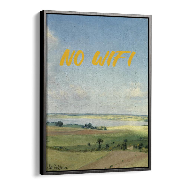 NO WIFI II, ALTERED ART PRINTS showcased in a stylish black floater frame, perfect for modern decor by The Art Concept.