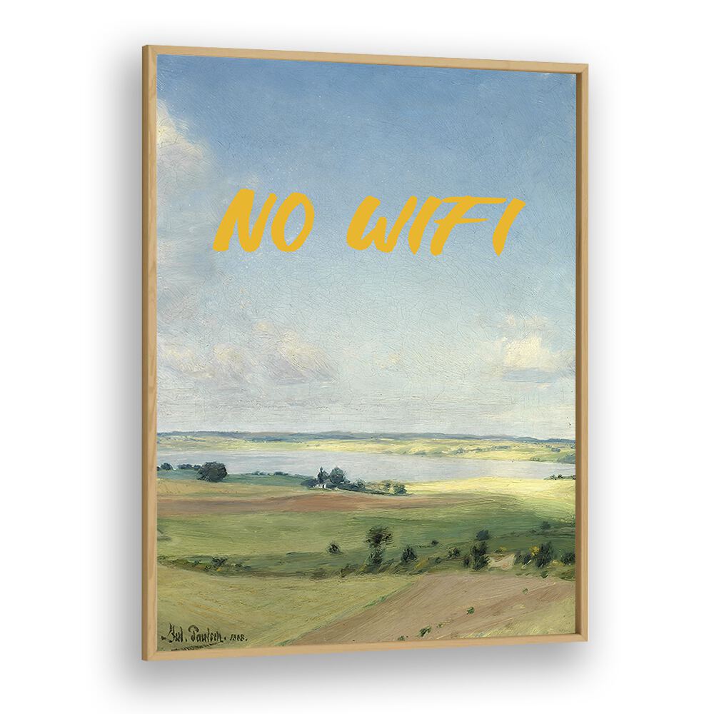 NO WIFI II, ALTERED ART PRINTS by The Art Concept features a serene landscape in an oak frame, inspiring creativity.
